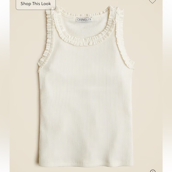J crew ivory Girls' everyday ruffle-trim tank top in vintage rib - Picture 2 of 4